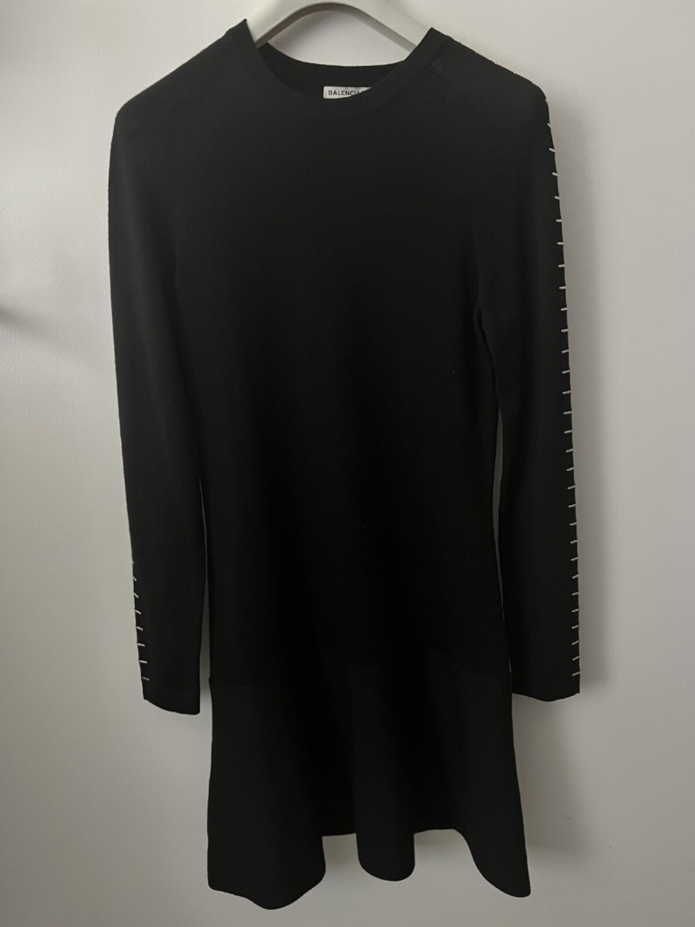 Balenciaga 2015 Black Long Sleeve Dress With Detail On The Sleeves Size 38